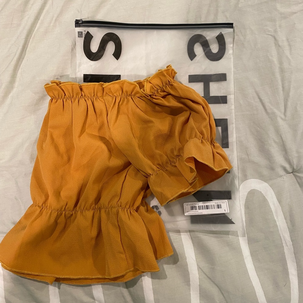 Yellow Ruffled Off the Shoulder Top - Picture 5 of 5